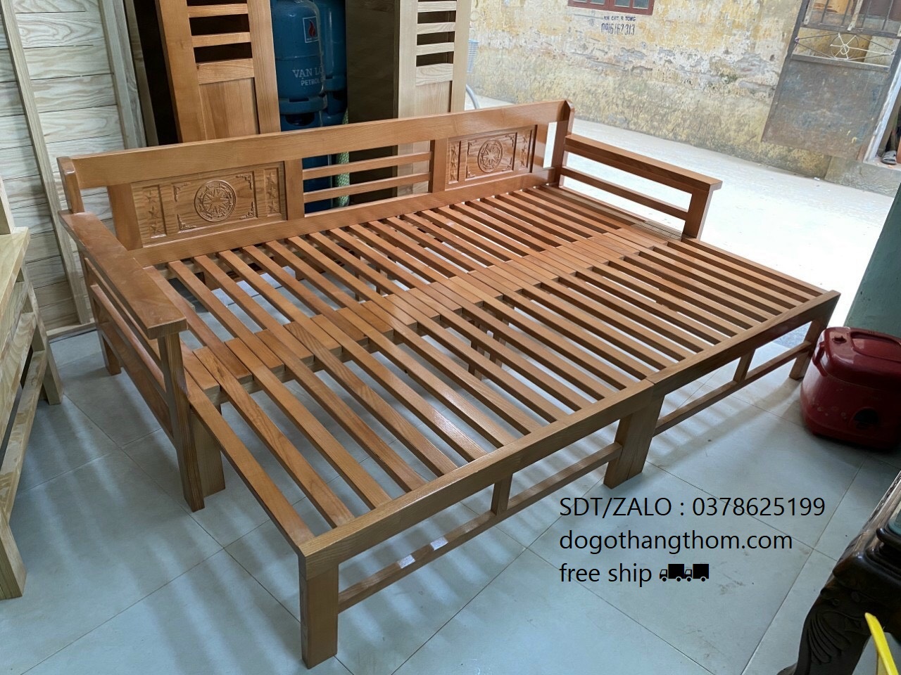 giường kéo rút gỗ sồi 1m2,1m6x2m gỗ sồi phòng ngủ sofa gỗ sồi