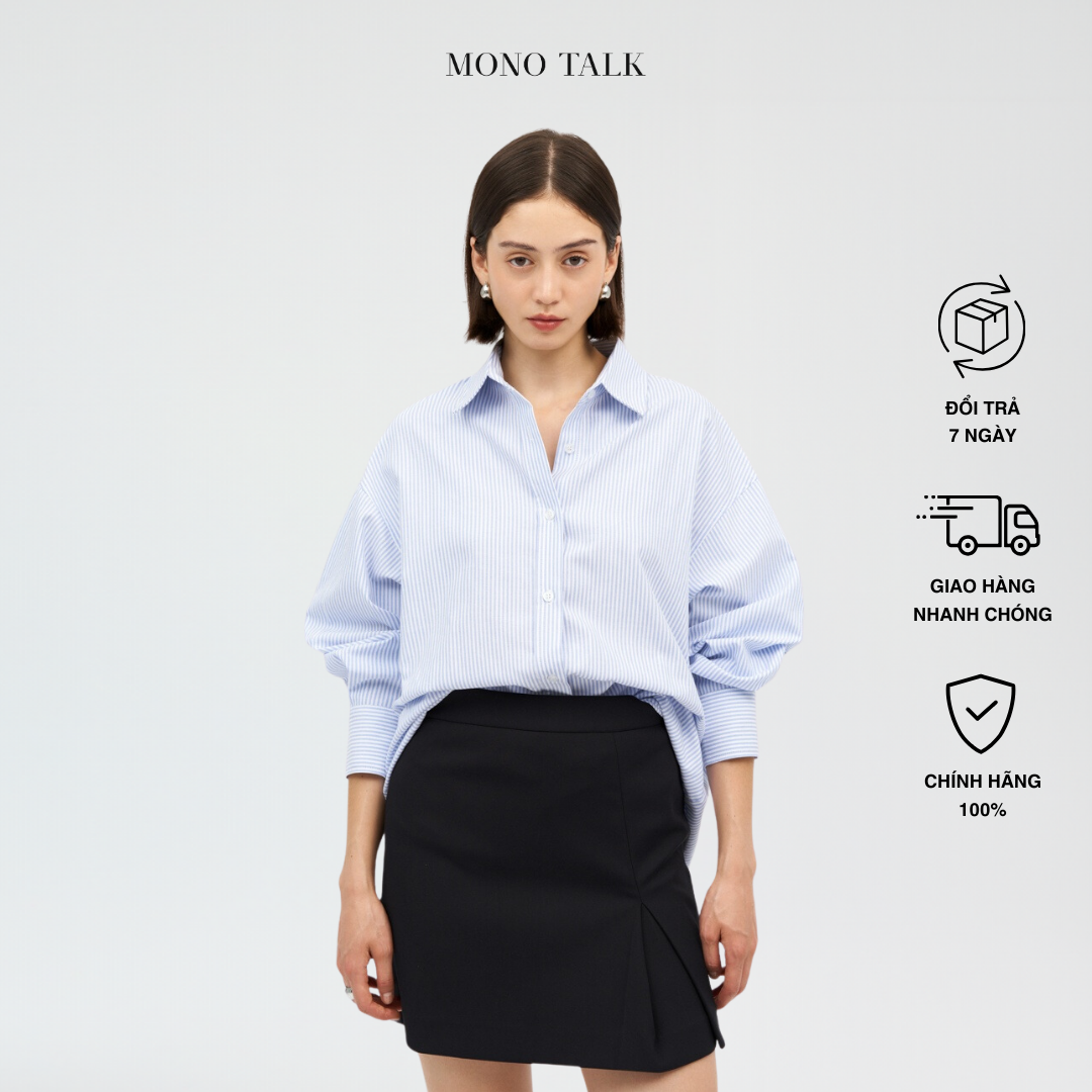Sơ Mi Oversize MONOTALK chất oxford Kẻ Sọc MFOT21S-T10001FT