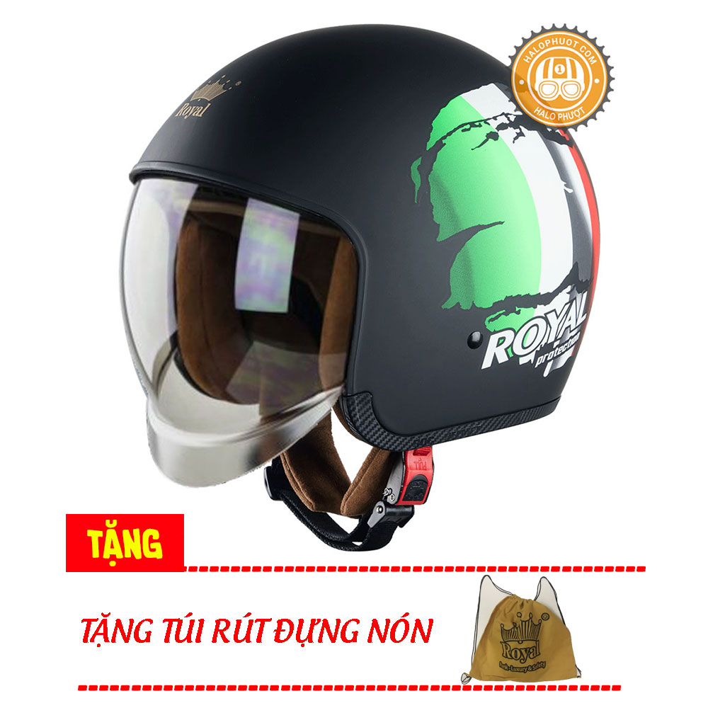 Nón bảo hiểm 3/4 kính âm Royal M139 V2 Cờ Ý (Tặng balo rút)