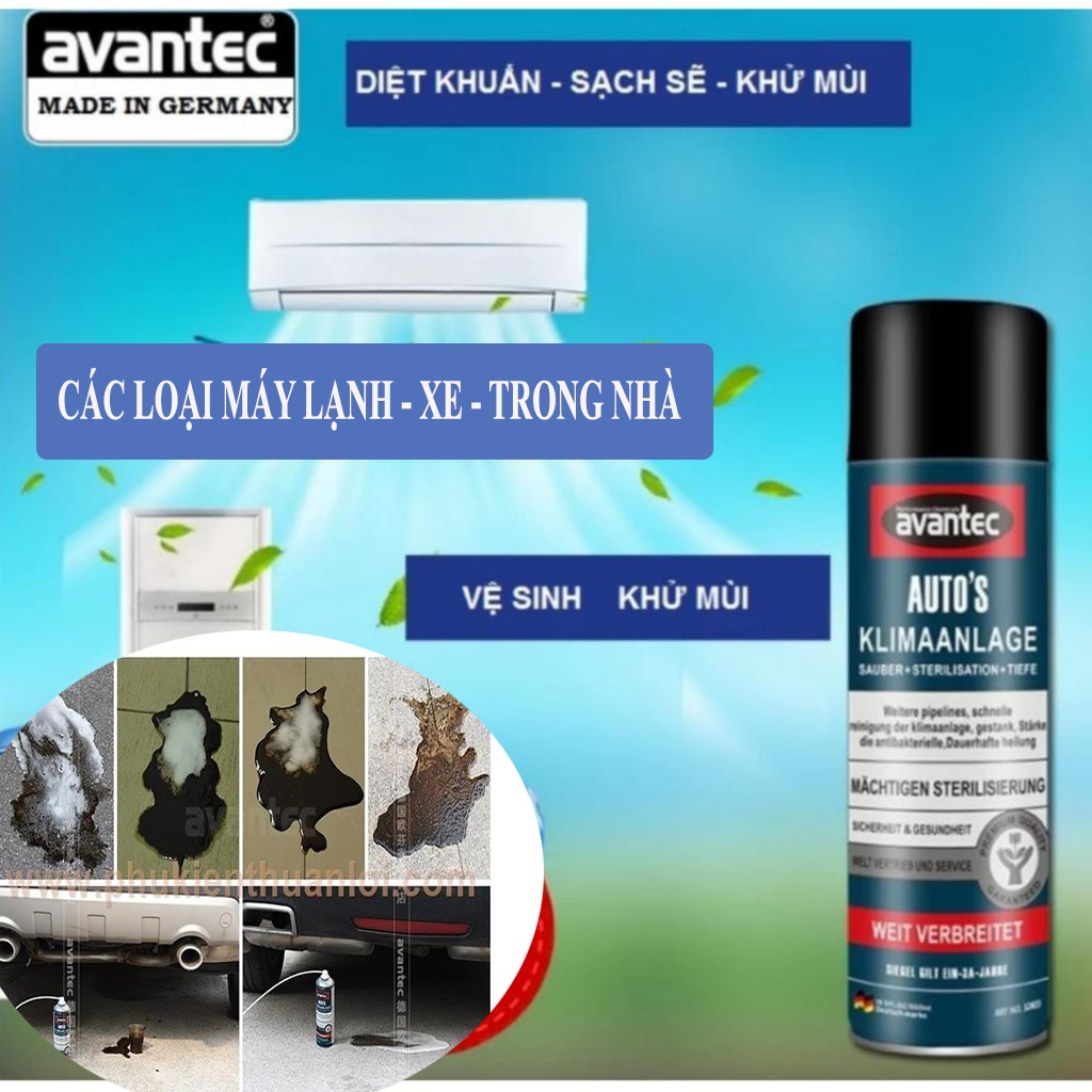 CHAI XỊT KHỬ MÙI VỆ SINH MÁY LANH GIA ĐÌNH - CHAI XỊT KHỬ MÙI VỆ SINH MÁY LANH TRONG XE HƠI -  Avantec 600ml