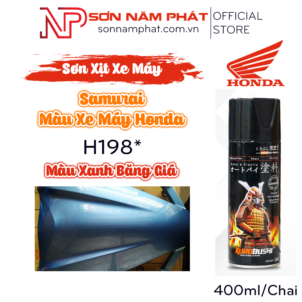 Sơn Xịt Samurai Màu Xe Máy Honda H198* Màu Xanh Băng Giá