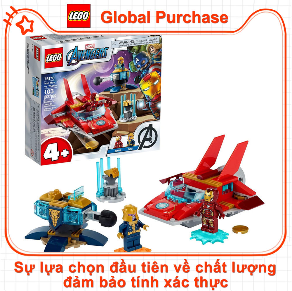 Hộp hoàn hảo LEGO Marvel Avengers Iron Man vs Thanos 76170 Đồ chơi xây dựng siêu anh hùng dành cho trẻ em thú vị, có thể sưu tầm, với nhân vật nhỏ Marvel Avengers Iron Man và Thanos, mới 2021