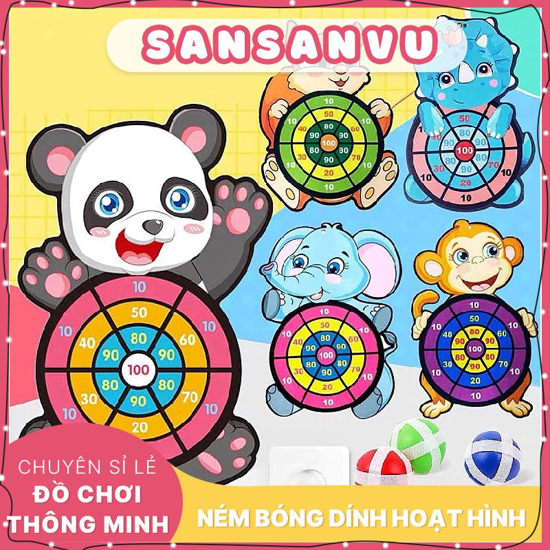 Ném bóng dính, bảng bóng ném dính rèn luyện tính tập trung cho bé kèm 3 bóng