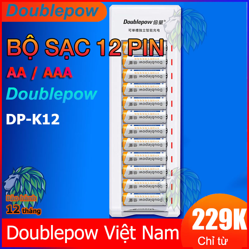 Bộ Sạc Pin AA/AAA DP-K12 Tự Ngắt, Báo Đèn Khi Pin Đầy Thông Minh, công suất lớn chuyên karaoke gia đình, đồ chơi, chuột máy tính, micro..