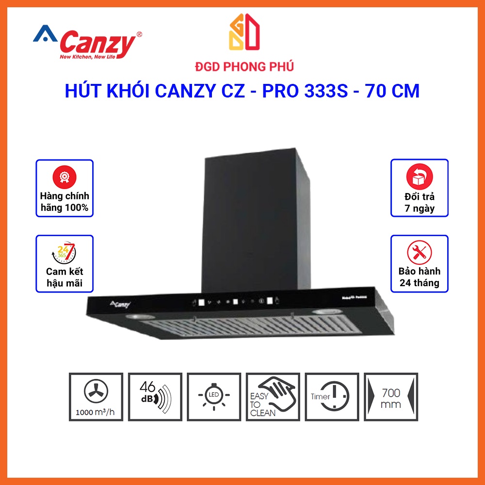 Máy hút mùi cảm ứng cz-vt70/ cz - pro 333s. hút khói chữ t cảm ứng canzy bảo hành 2 năm - đgd phong phú