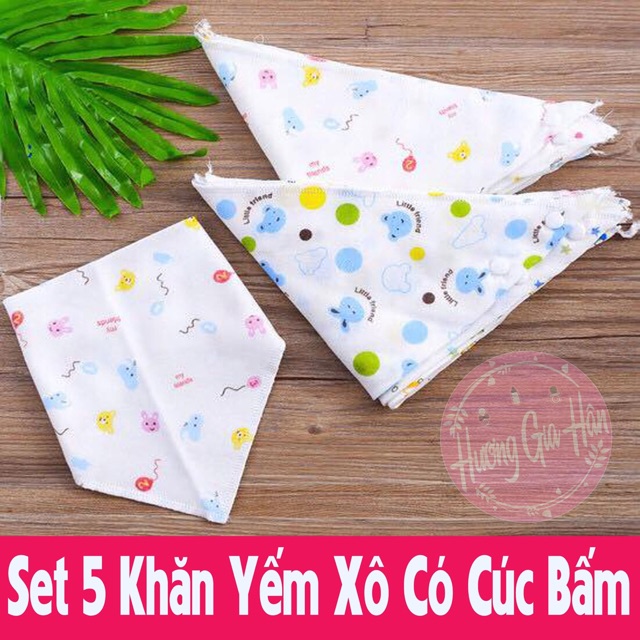 Set 5 khăn yếm xô tam giác 2 lớp