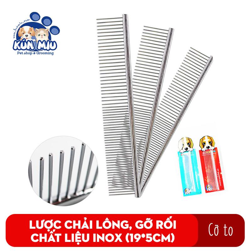 [Hoàn Tiền 10%] Lược chải lông chó mèo chất liệu inox (cỡ to), Lược gỡ rối lông cho chó mèo Kún Miu