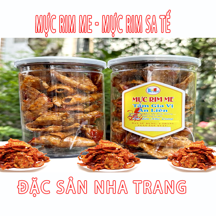 (combo 2 hũ )  1 HŨ Mực Rim Me/  1 HŨ MỰC RIM SA TẾ - Đặc Sản Nha Trang [ Hũ 200gram]