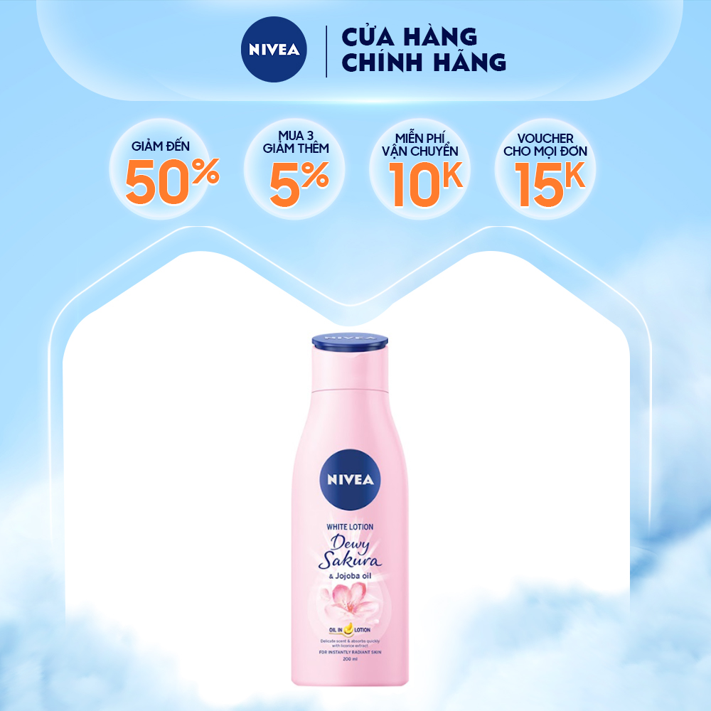 Sữa dưỡng thể dưỡng trắng da Nivea Dewy Sakura (200ml) - 85701