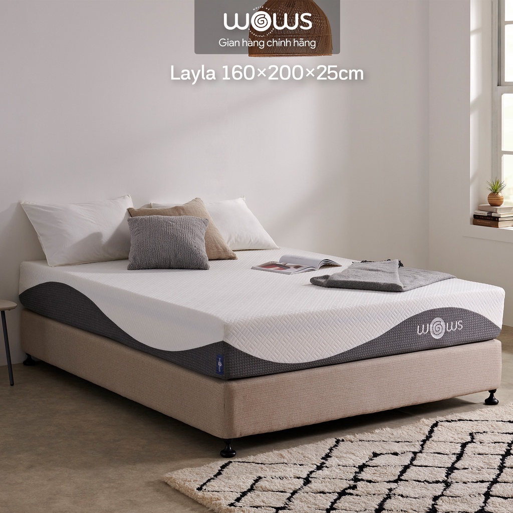 Nệm foam cao cấp wows layla 1m 1m2 1m6 1m8 2m, cao 25cm