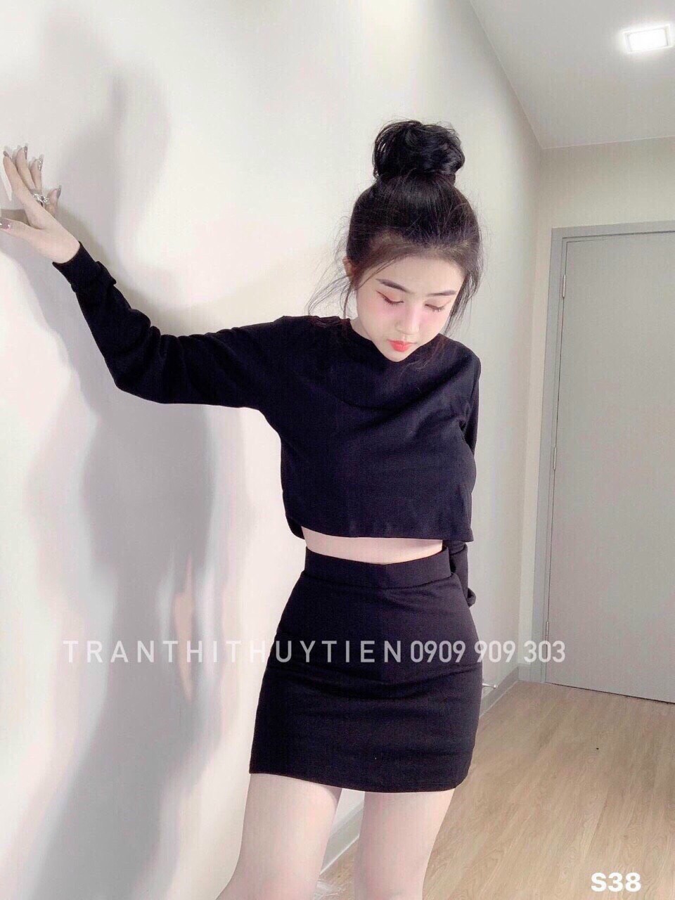 [HCM]Sét váy nữ áo tay dài kèm chân váy body