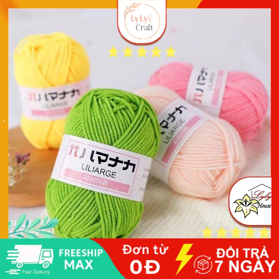 Combo Len Sợi Milk Cotton 5 Cuộn 25g Sợi 2mm Thích Hợp Với Kim Móc 2mm-4mm Dùng Đan Móc Thú Bông Hoặc Móc Hoa Len Handmade