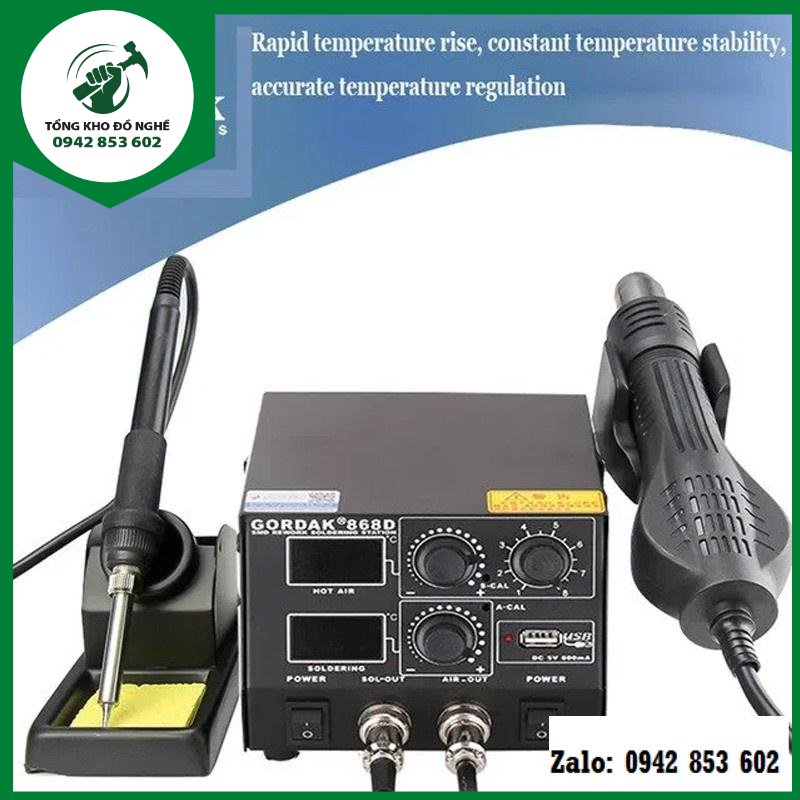Trạm hàn khò gordak 868d 2 màn hình hiển thị đa năng _tkdn