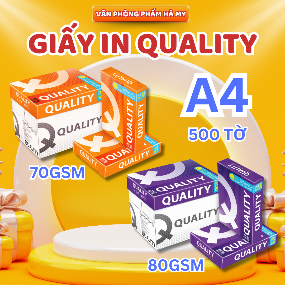 Giấy in văn phòng quality 70gsm/80gsm khổ a4 chính hãng