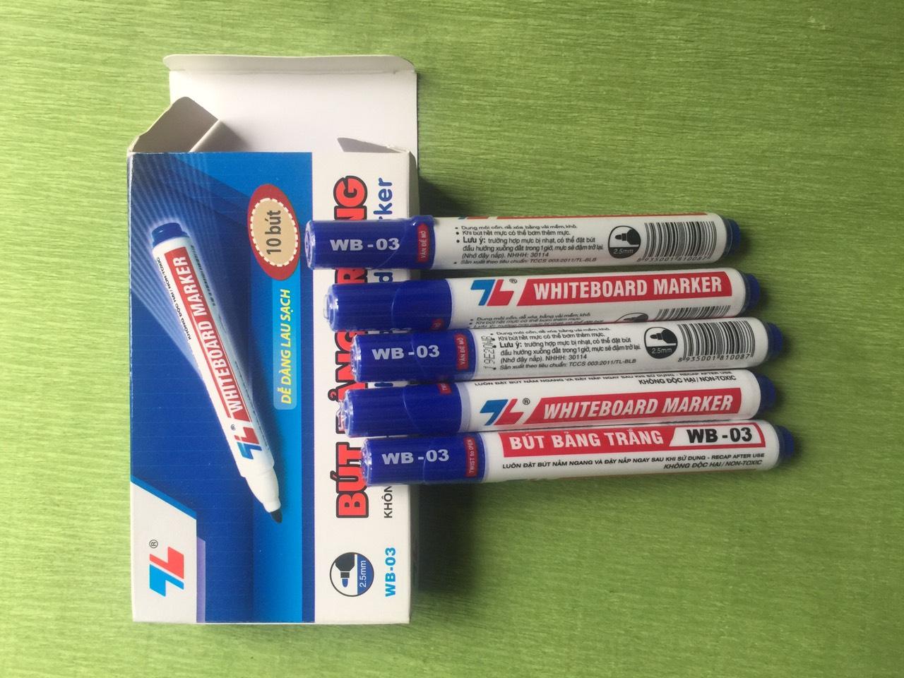 hộp 10 Bút lông bảng WB-03 có 3 màu xanh – đỏ- đen