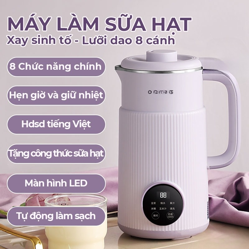  Máy Làm Sữa Hạt Mini Ostmars Máy Nấu Sữa Hạt Dung Tích 800ml Công Suất 150W Chức Năng Hẹn Giờ Nấu Nhanh Sữa Siêu Mịn 