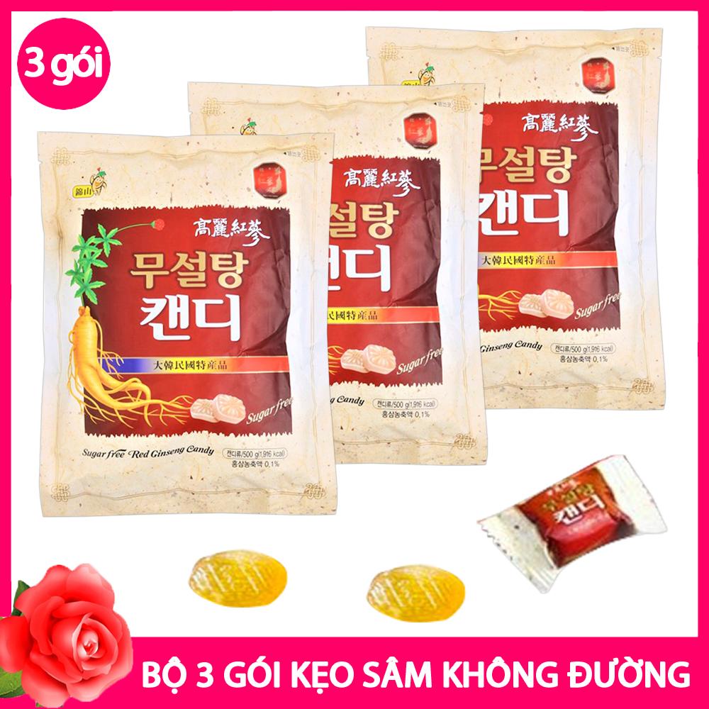 Combo 3 Gói Kẹo Nhân Sâm Không Đường Hàn Quốc 500g