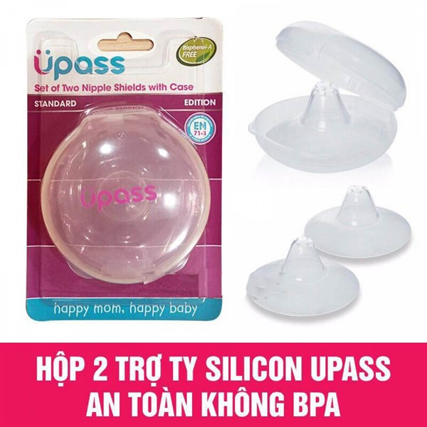 [THANH LÝ]Bộ 2 Chiếc Trợ Ty UPASS UP1001N Kèm Hộp Dành Cho Mẹ,100% Silicon Chất Lượng Cao- Tặng kèm dây cột tóc quả bơ