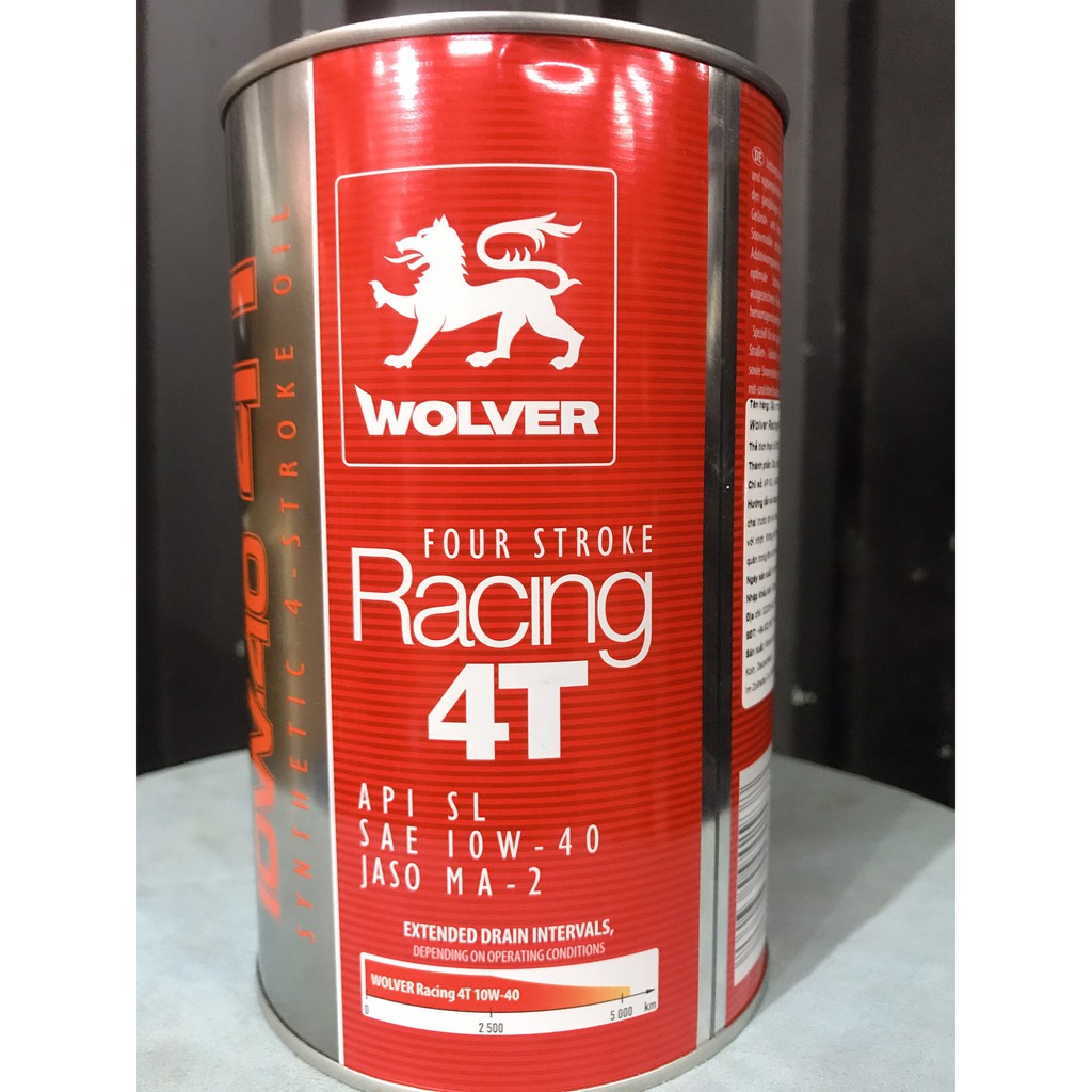 Nhớt WOLVER RACING 4T 10W40 Nhập Khẩu Sản Xuất Đức API SL, JASO MA2 0.8L/1L/1L1/1L2/1L3/1L4