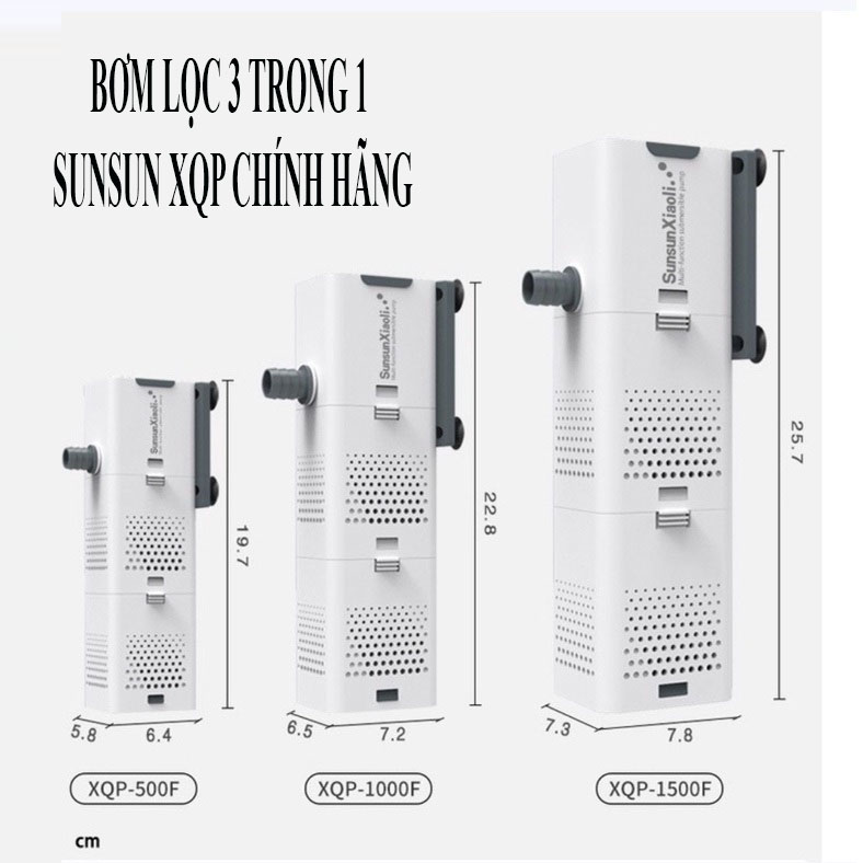 Máy bơm lọc tạo oxy sunsun XQP chính hãng dây đồng đa năng 3 trong 1 cho bể cá thủy sinh