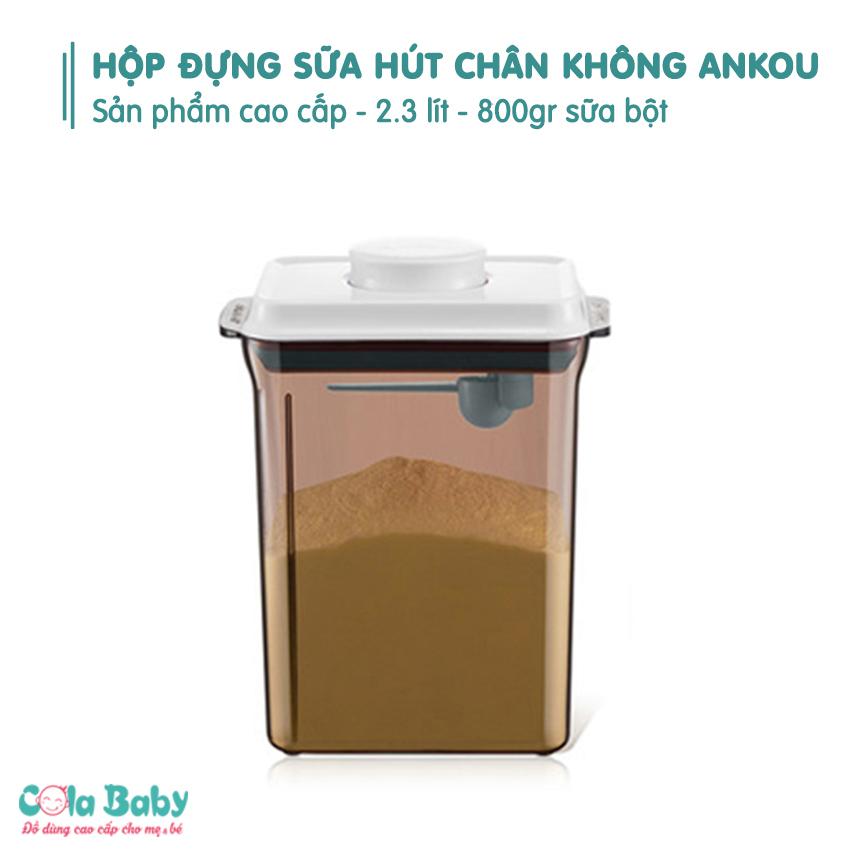Hộp đựng sữa hút chân không Ankou, dễ dàng đóng mở hộp bằng 1 ngón tay, bảo quản sữa, đồ ăn dặm cho bé khỏi vi khuẩn và oxi hóa từ không khí