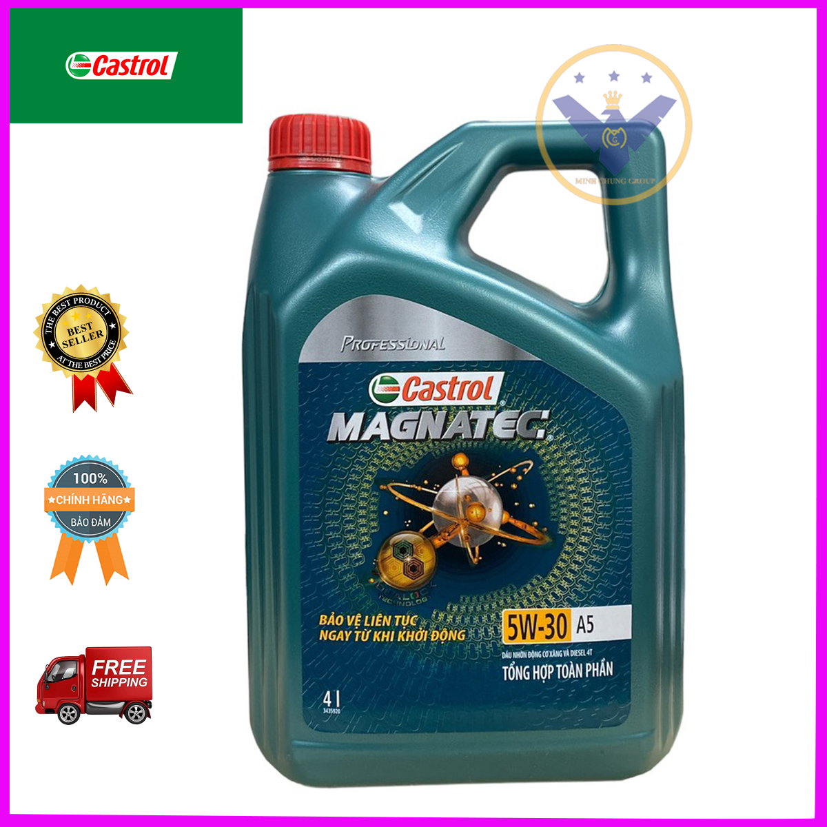 Nhớt xe ô tô cao cấp tổng hợp toàn phần Castrol Magnatec Professional A5 5W-30 4 Lít