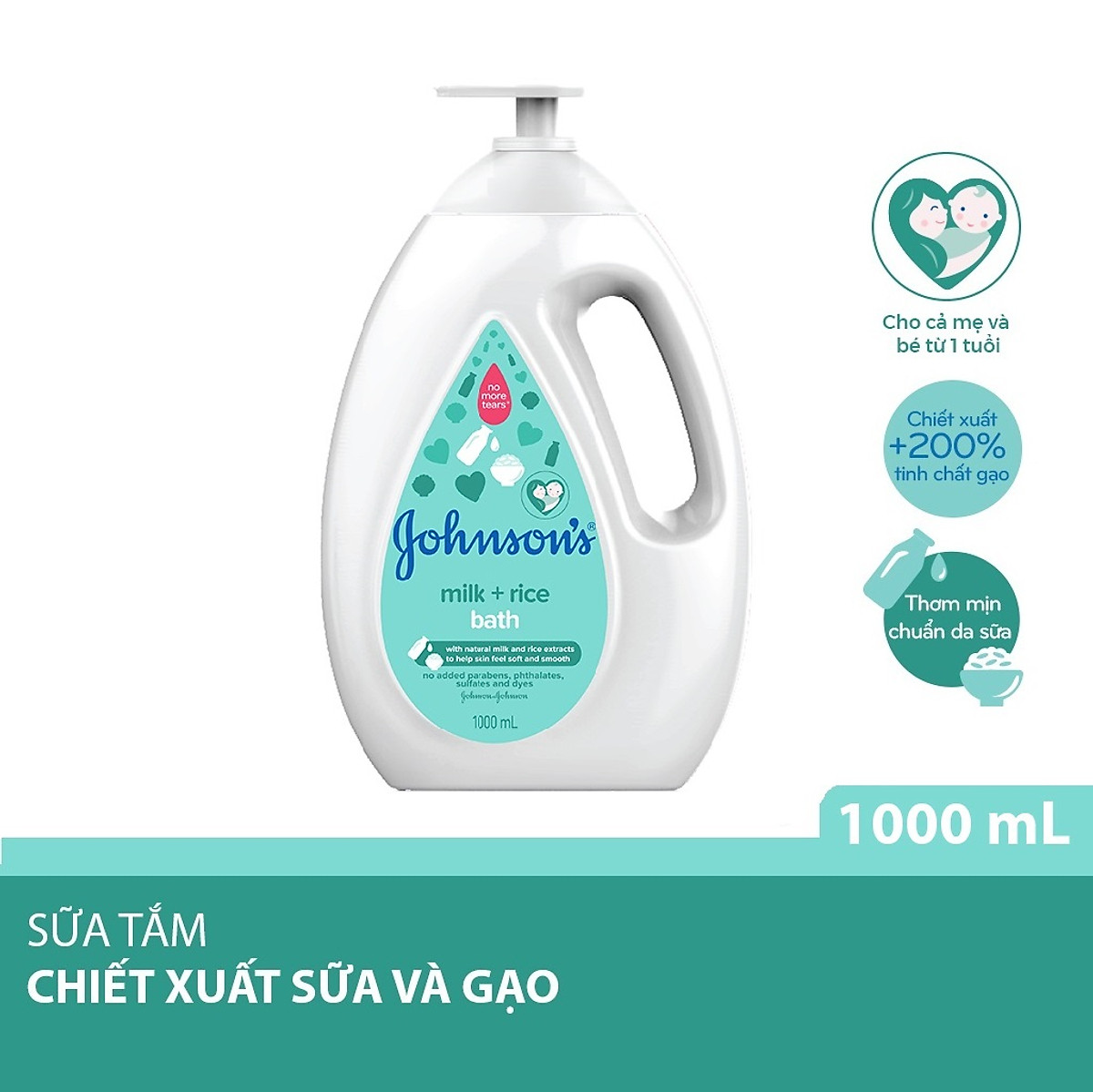 Sữa tắm johnson's baby milk rice cho bé - dung tích 1000ml