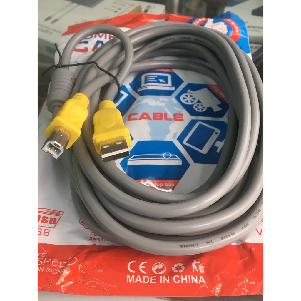 Cáp máy in usb 2.0 dài 5m senniko - có cục chống nhiễu