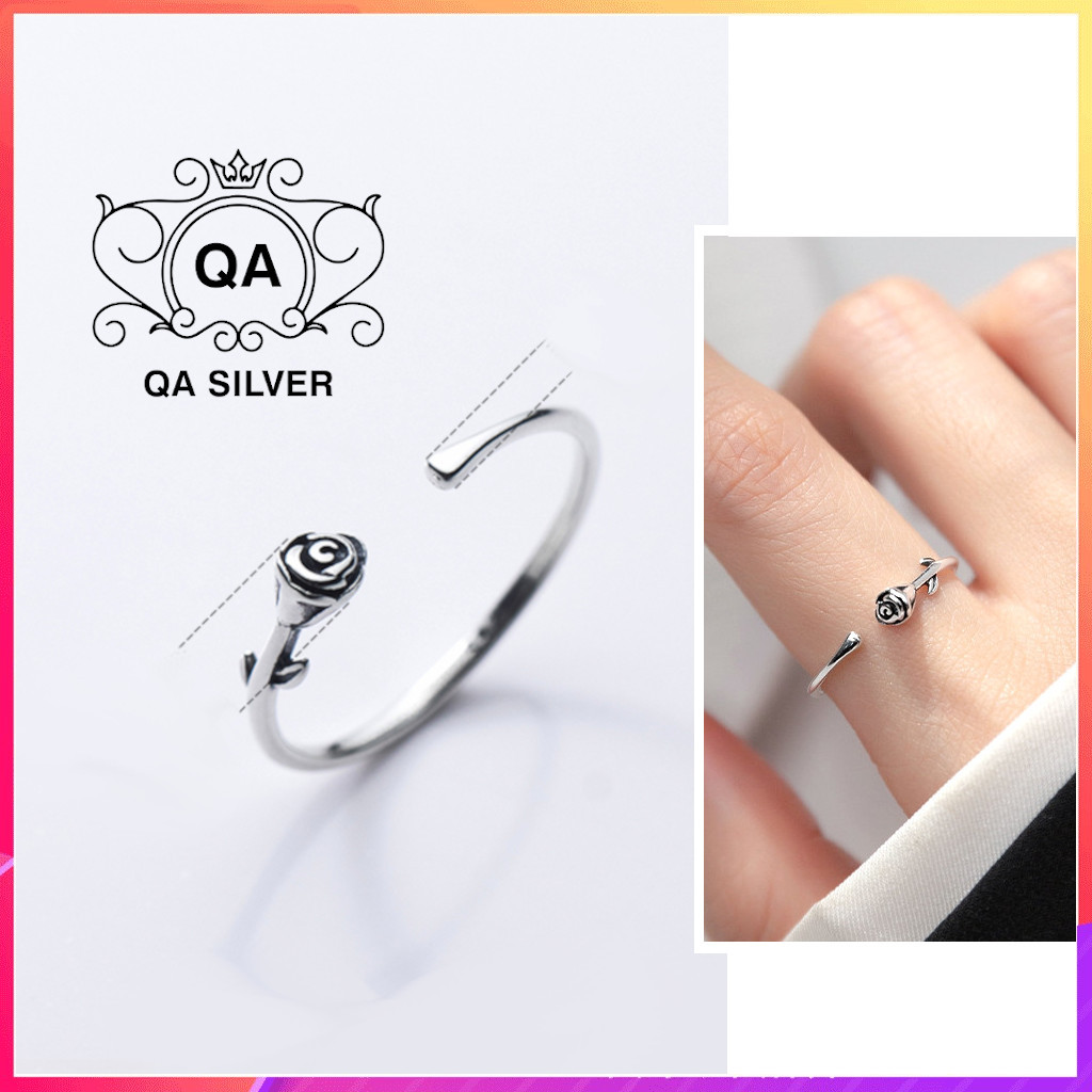 Nhẫn bạc 925 nữ bông hoa hồng 925 ROSE QA SILVER Ring RI230302