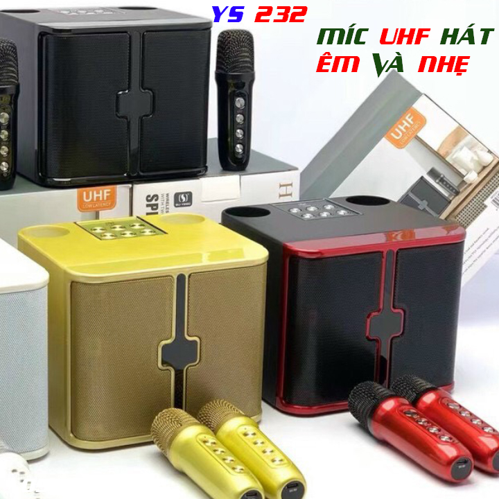 Loa blutooth ys 232 kèm 2 míc kim loại nhỏ gọn, đằm tay có giả giọng, hát karaoke chuyên nghiệp