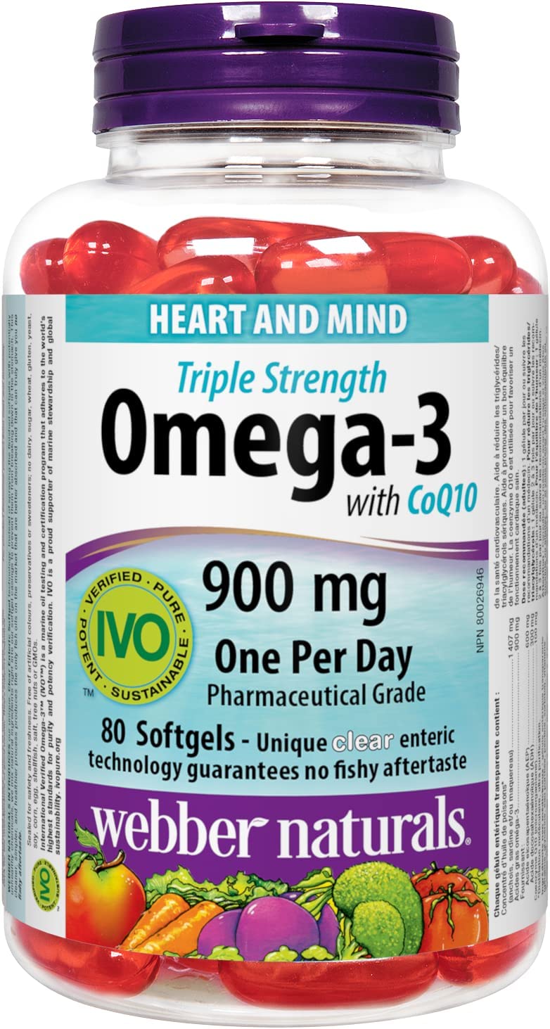 Dầu cá omega 3 with coq10 900mg webber naturals 80 viên mềm