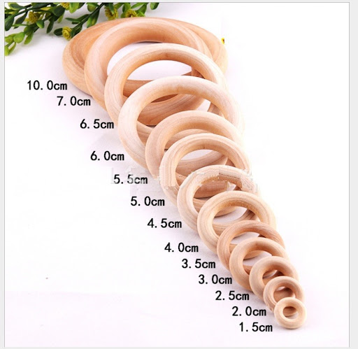 Khoen vòng gỗ tròn, vòng gỗ luyên tay cho bé, lục lạc gỗ, decor