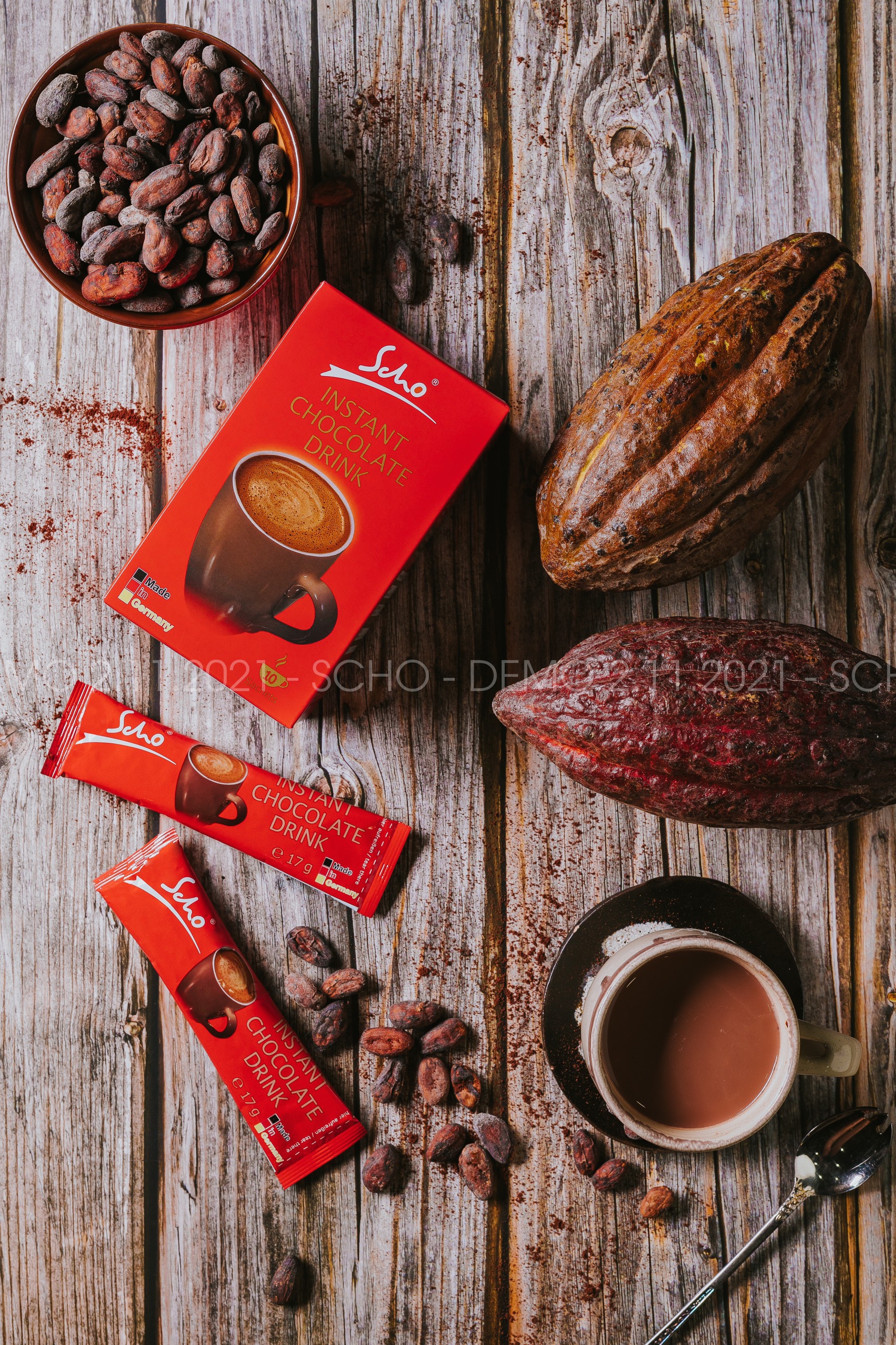 Cacao dinh dưỡng Scho 3in1- Scho Red heart hộp 10 gói x 17g