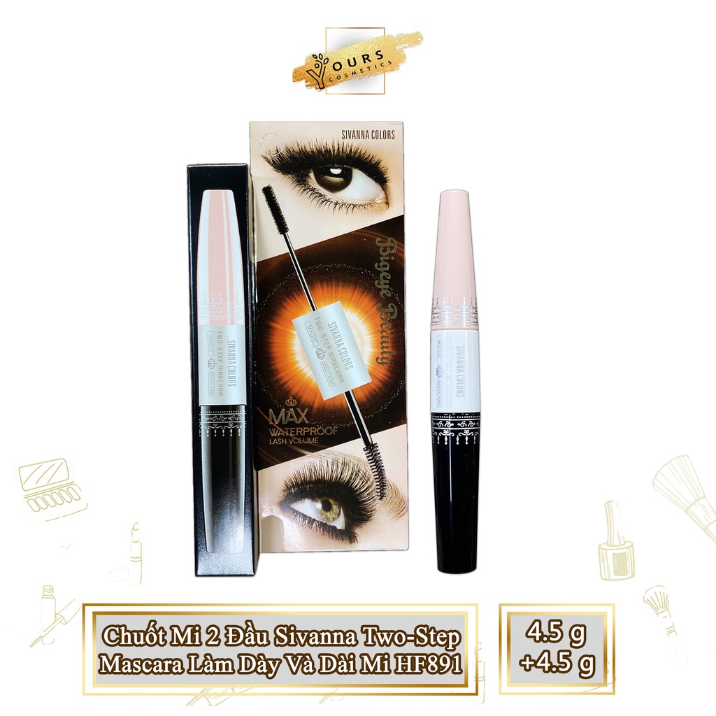 Chuốt mi 2 đầu sivanna two-step mascara làm dày và dài mi hf891