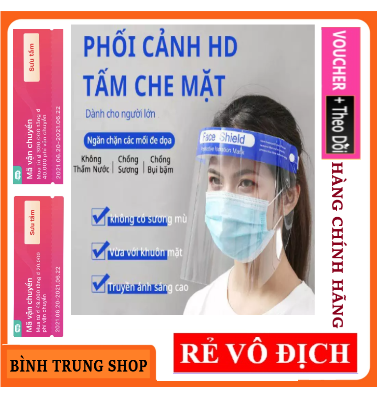 Tấm Chắn/KÍNH CHẮN Ngăn Giọt Bắn Face Shield Ngăn Ngừa Văng Bắn Phòng Chống Dịch Hiệu Quả Tối Ưu Tiêu Chuẩn CE FDA - Hàng Chính Hãng