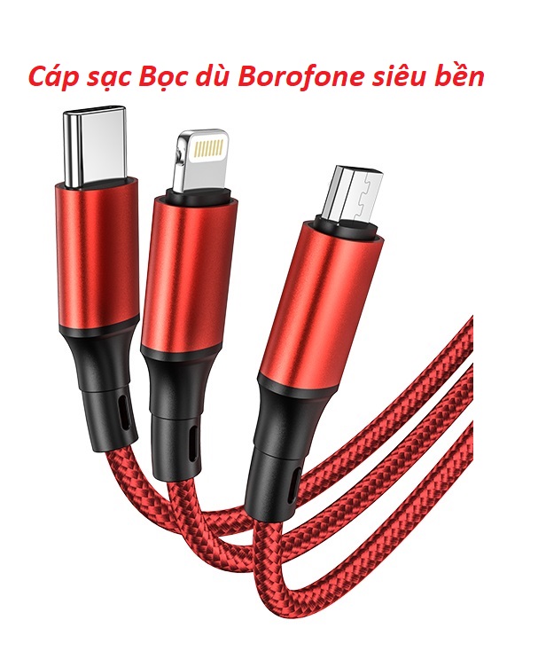 Cáp sạc điện thoại Borofone Type C, IP Emax / Cáp Micro Type C USB dành cho Android dài 1m Arun PZX dây xịn bền sạc nhanh no box