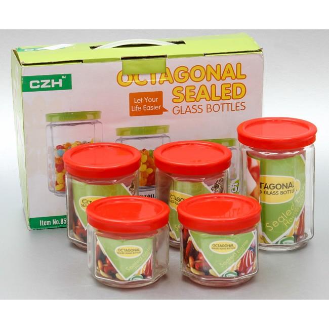 Hot-selling household goods BỘ 5 LỌ THUỶ TINH ĐỰNG GIA VỊ