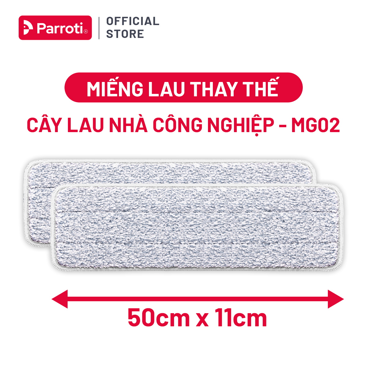 Combo 2 miếng lau thay thế cây lau nhà 2 trong 1, tự vắt , Cây lau công nghiệp PAD-MG02 - 50x11cm