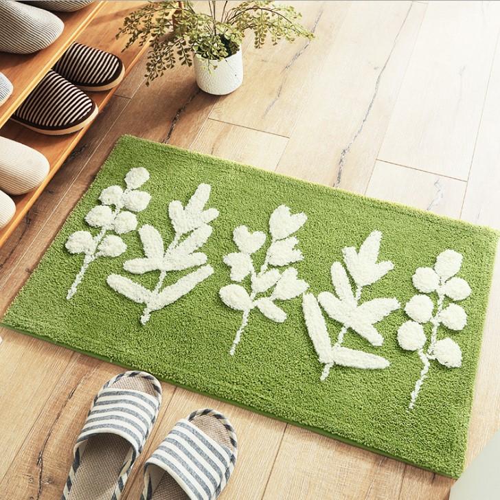 Thảm cotton len chiếc lá xanh pa9216