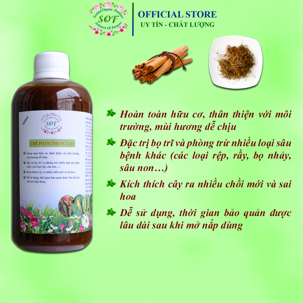 Chế phẩm sinh học hữu cơ 500ml diệt trừ & trị bọ trĩ, rầy, rệp, sâu...