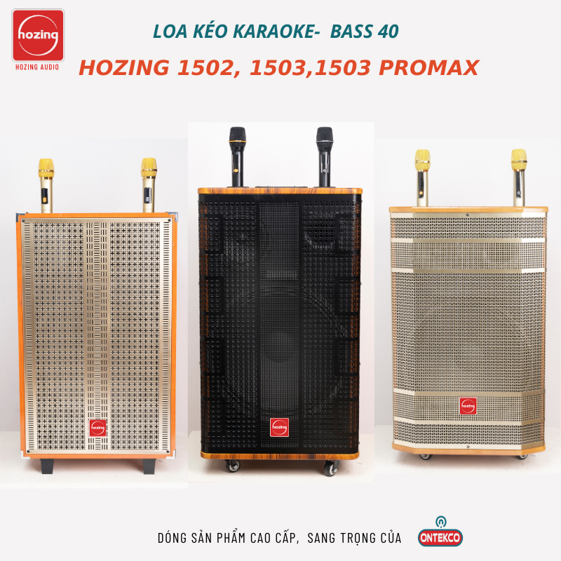 Loa kéo bass 40 Hozing 1502, 1503, 1503 Promax kèm 2 micro không dây công suất lớn, hai chế độ nguồn, điều chỉnh bass treble loa mic, chế độ im ồn đập to , mạnh