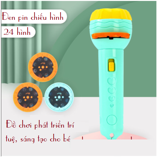 Đồ chơi đèn pin chiếu hình cho bé phát triển trí tuế, khả năng nhận biết đồ vật cho bé