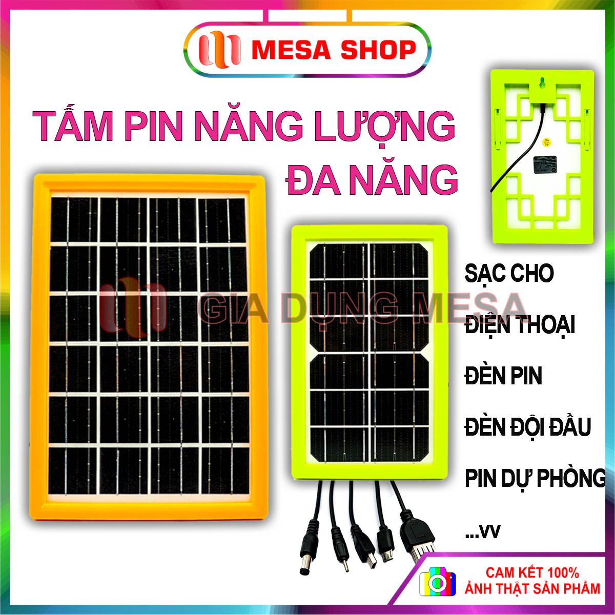 Tấm pin năng lượng mặt trời đa năng có cổng sạc điện thoại, đèn pin, quạt sạc và nhiều cổng sạc đa năng
