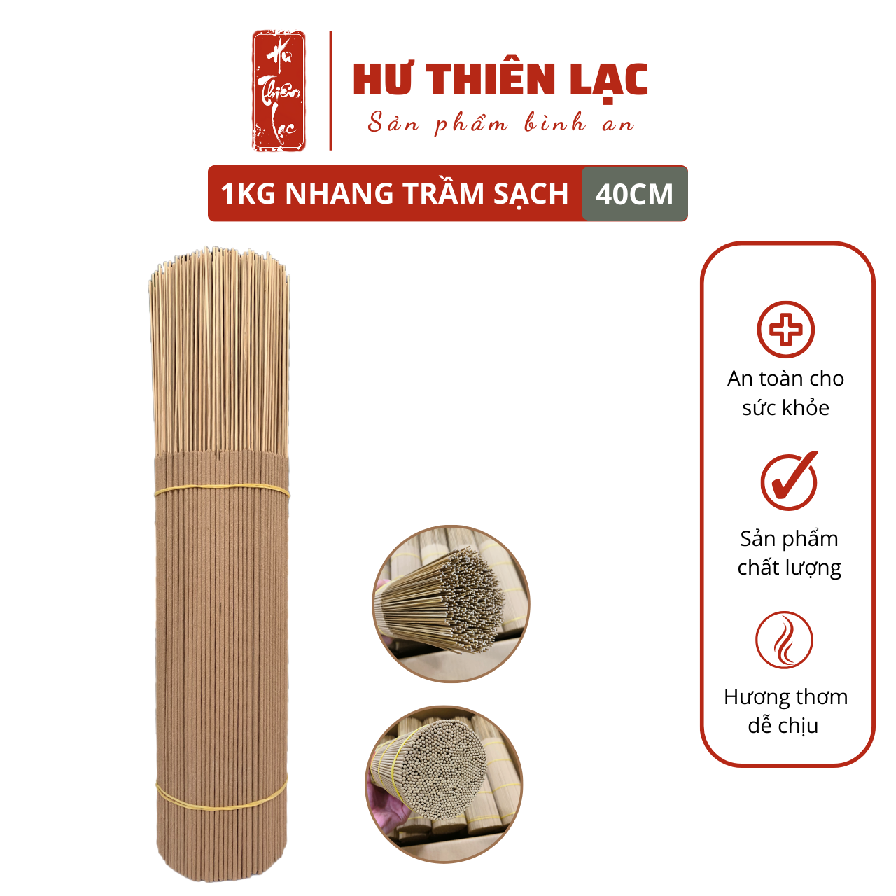 1KG Nhang Sạch Trầm Hương 40cm - Tăm Mộc