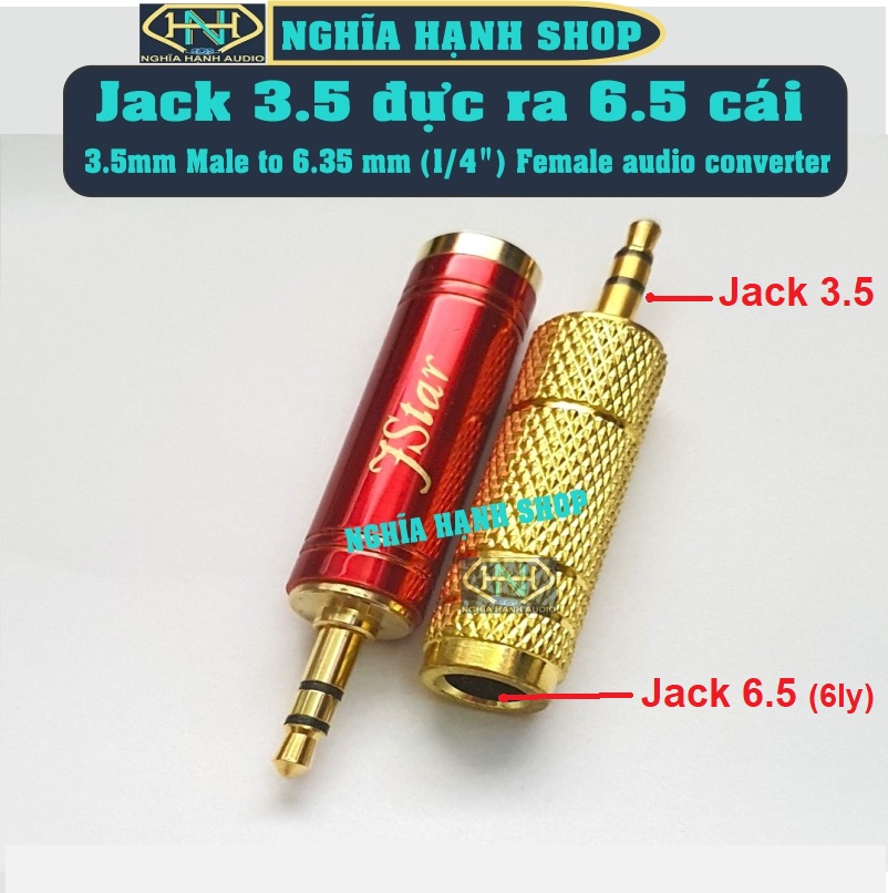 Jack chuyển 3.5 ra 6.5 - Jack 3.5 đực ra 6.5 cái - Jack chuyển đầu 3.5 sang 6.5 - 1 CÁI