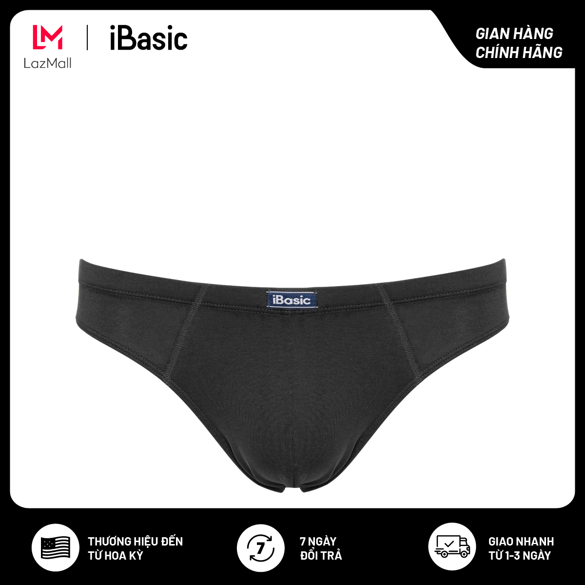 Quần nam cotton tam giác co giãn, thấm hút tốt iBasic PANM011