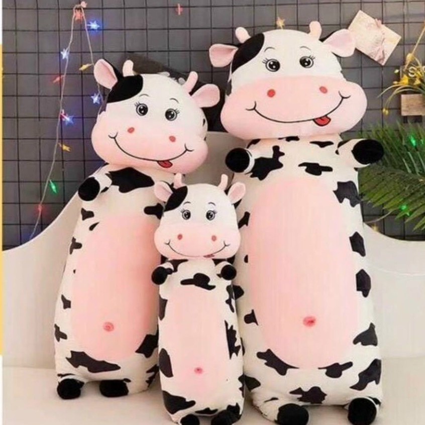 Gấu Bông - Gối Ôm Con Bò Sữa Size To 1m-1m2-1m5 Chất Vải Nhung Co Dãn 4 Chiều Mềm Mịn Sờ Cực Thích