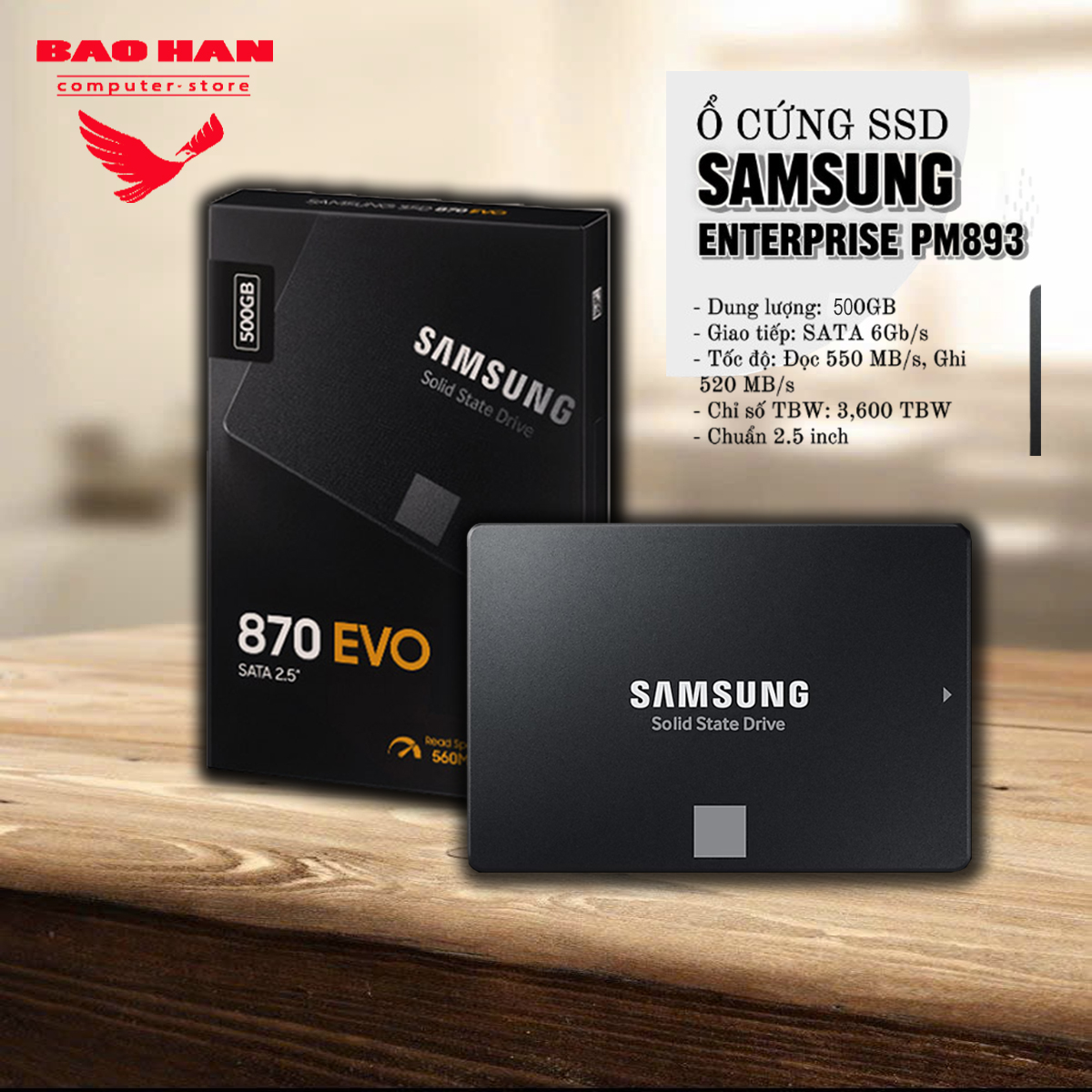 Ổ Cứng SSD Samsung 870 Evo 250GB/ 500GB 2.5-Inch SATA III Hàng Mới BH 36 Tháng