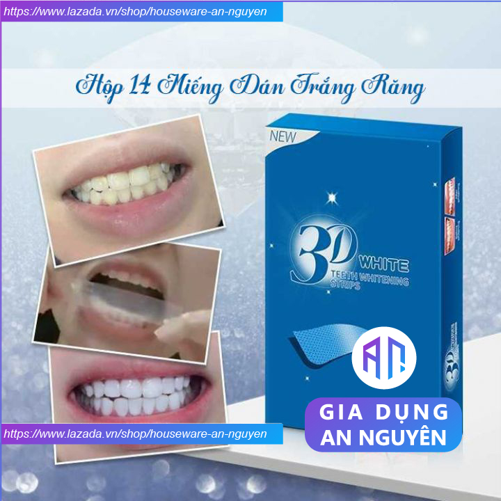 Hộp 14 miếng dán trắng răng tiện lợi 3D White Teeth Whitening Strips dán tẩy trắng răng - 7 gói