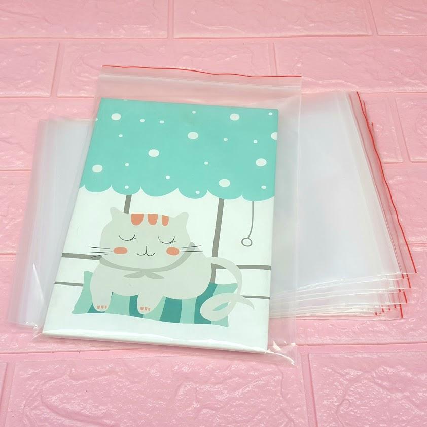 500g túi zip trong chỉ đỏ 18x25cm - zipper viền đỏ